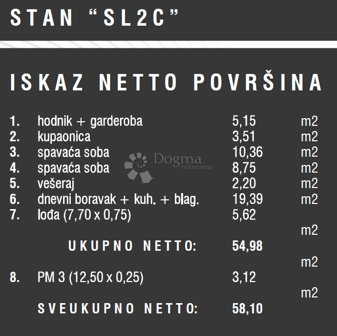 Stanovanje Štinjan, Pula, 57,13m2