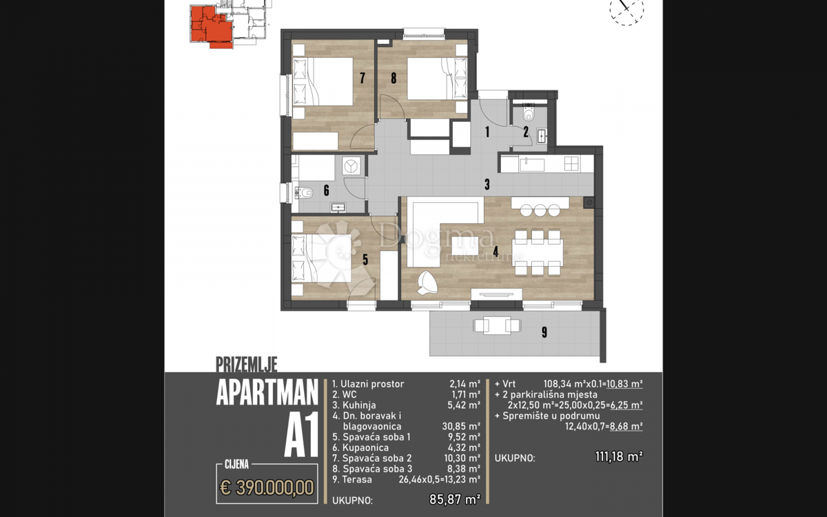 Apartma Brodarica, Šibenik - Okolica, 111,18m2