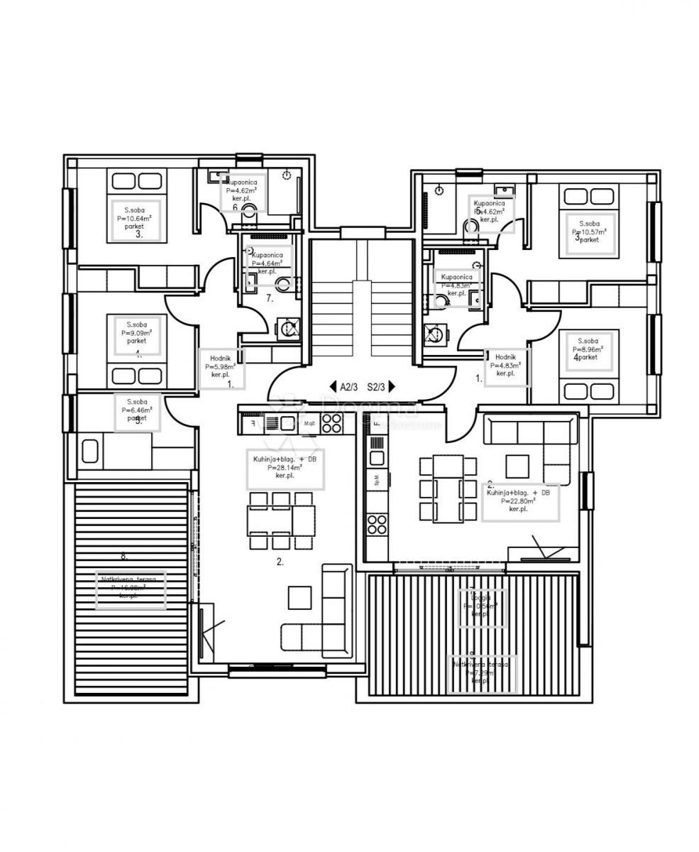 Apartma Gajac, Novalja, 168m2