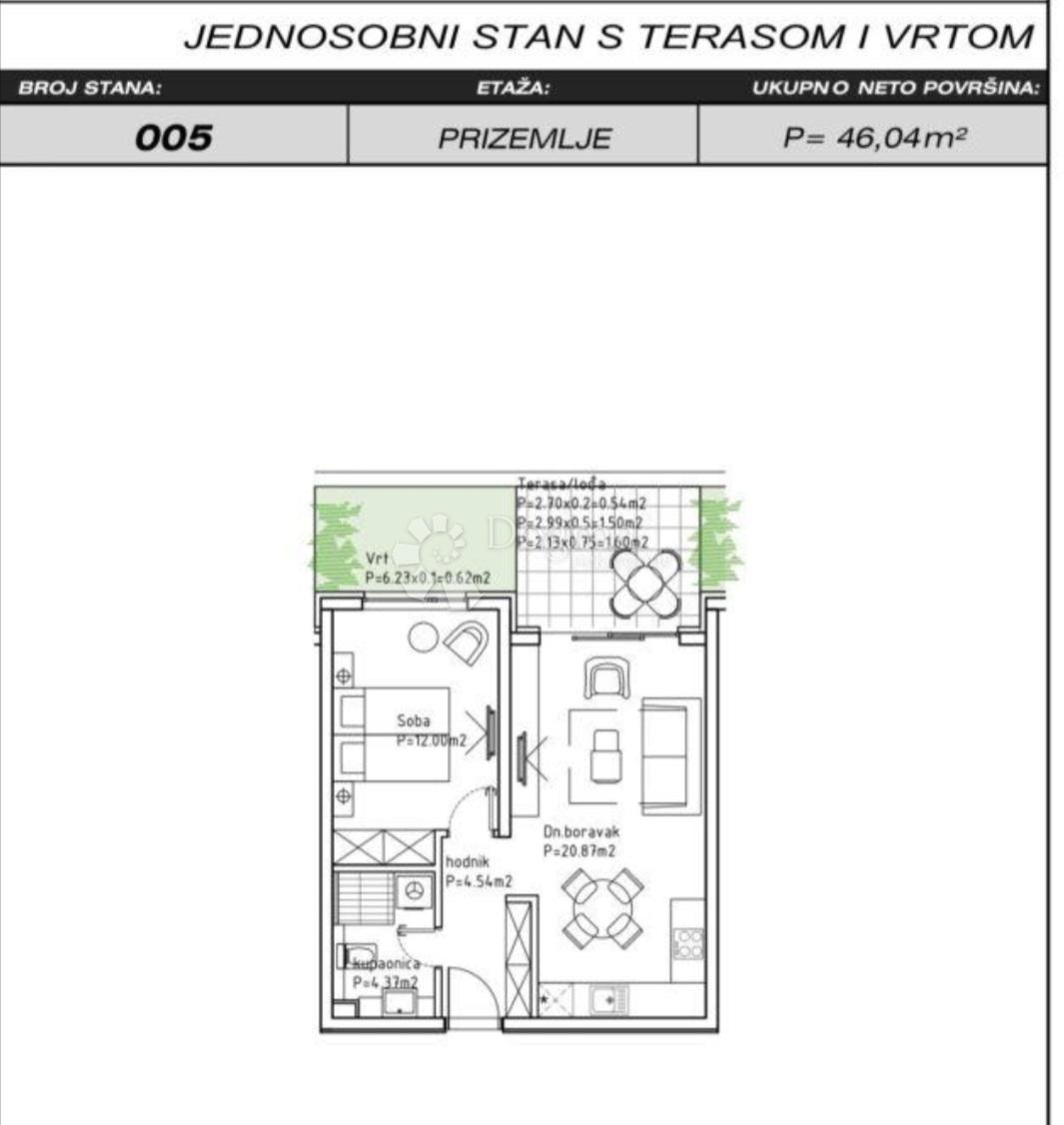Stanovanje Makarska, 46,04m2