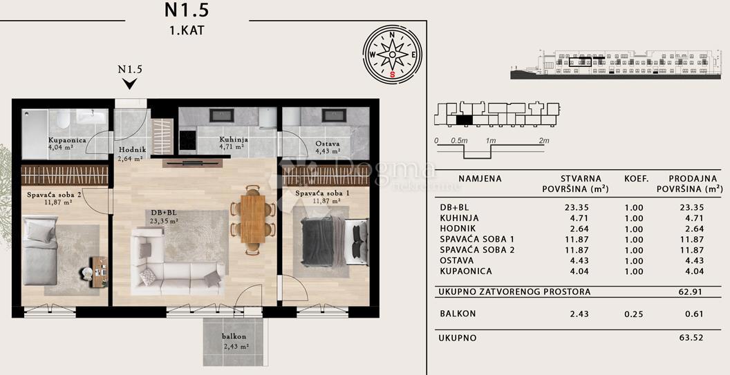 Stanovanje Sveta Klara, Novi Zagreb - Zapad, 48,28m2