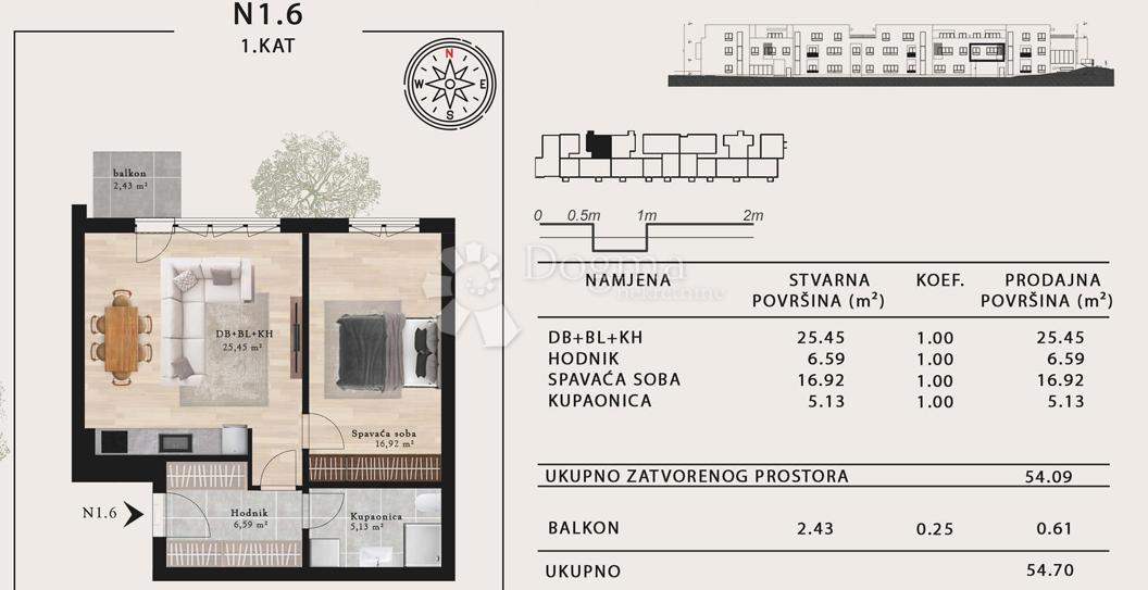 Stanovanje Sveta Klara, Novi Zagreb - Zapad, 48,28m2