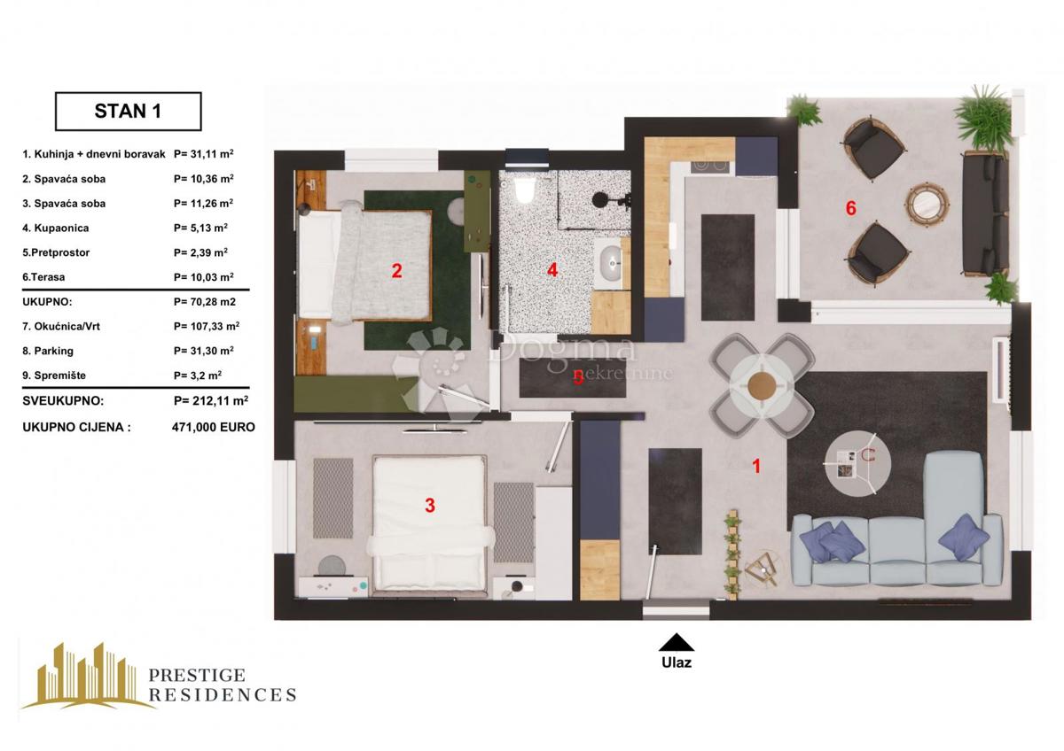 Stanovanje Brodarica, Šibenik - Okolica, 70,97m2