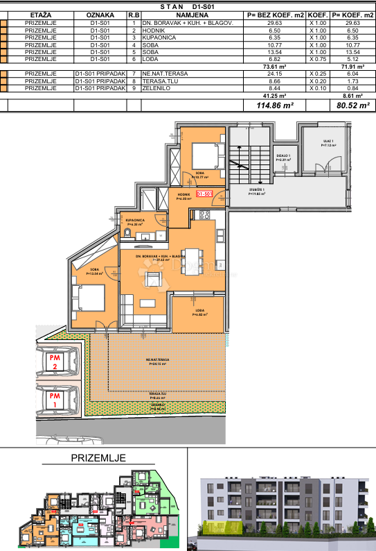 Stanovanje Omiš, 80,52m2