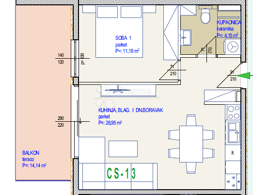 Stanovanje Seget Donji, Seget, 56,42m2