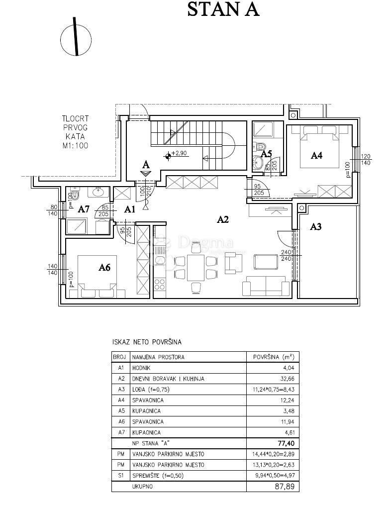 Stanovanje Šijana, Pula, 54,57m2