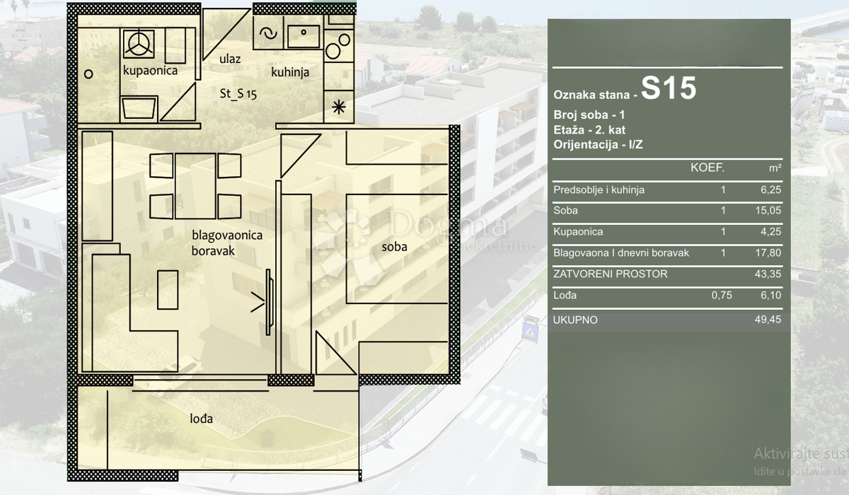Stanovanje Travarica, Trogir, 49,45m2