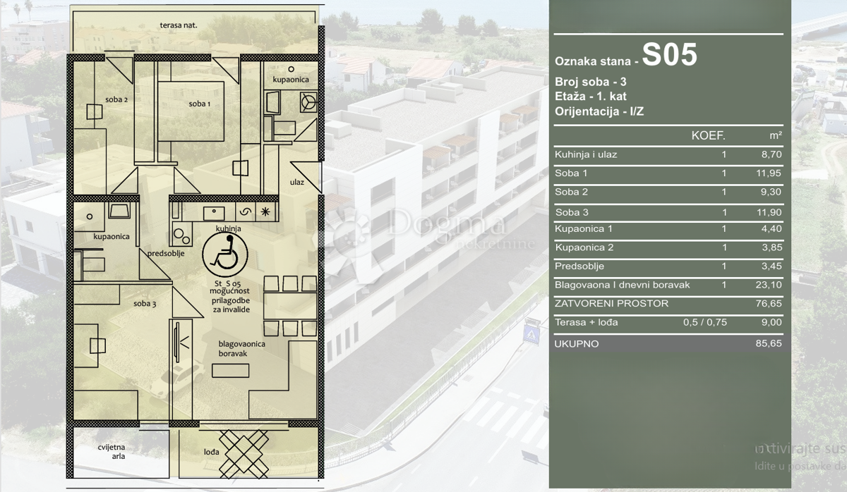 Stanovanje Travarica, Trogir, 85,65m2