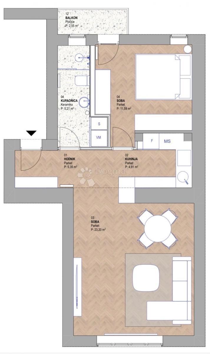 Stanovanje Črnomerec, 52,33m2