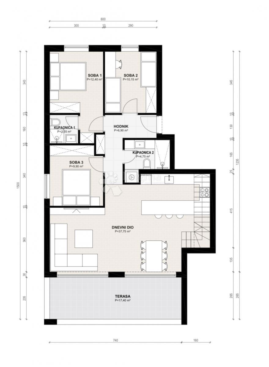 Stanovanje Diklovac, Zadar, 155,37m2