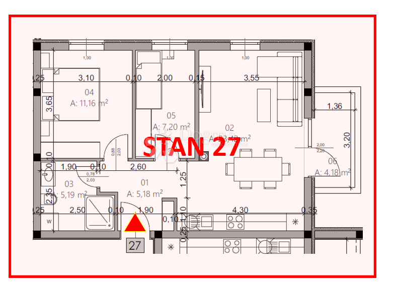 Stanovanje Monvidal, Pula, 54,96m2