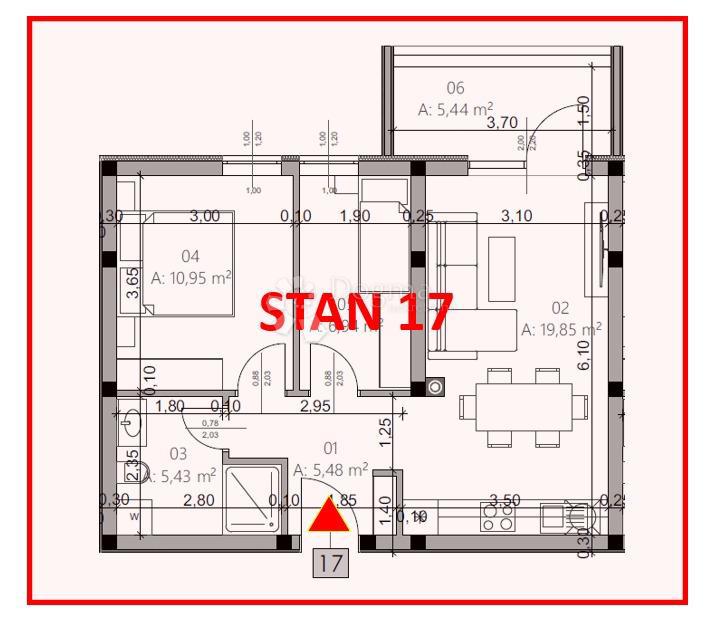 Stanovanje Monvidal, Pula, 54,96m2