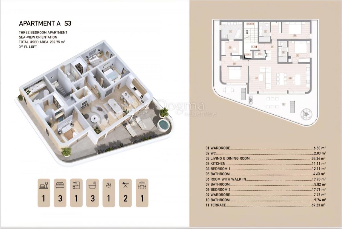 Stanovanje Opatija, 133,50m2