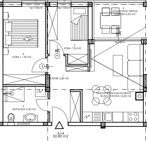 Stanovanje Veli vrh, Pula, 86,50m2
