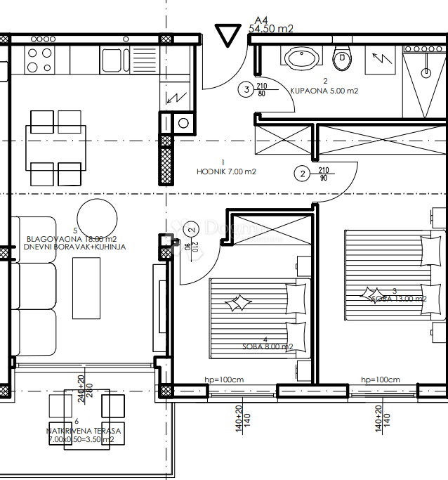 Stanovanje Veli vrh, Pula, 86,50m2