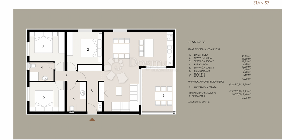 Stanovanje Privlaka, 107,05m2