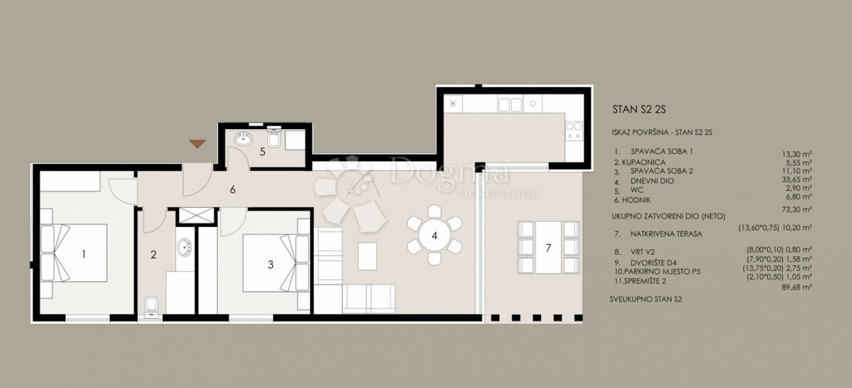 Stanovanje Privlaka, 89,68m2