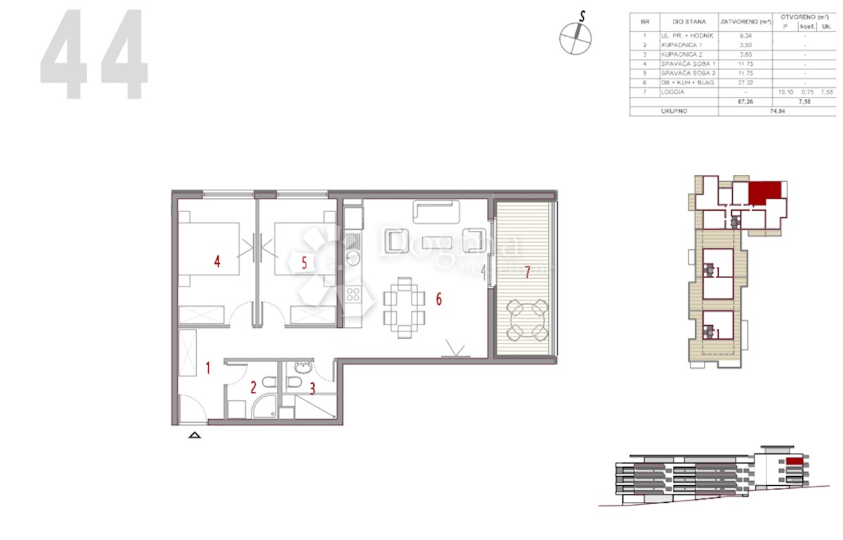 Stanovanje Trogir, 74,84m2