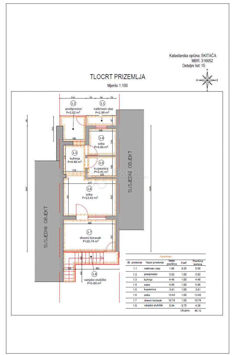 Apartma Ravni, Raša, 55,90m2
