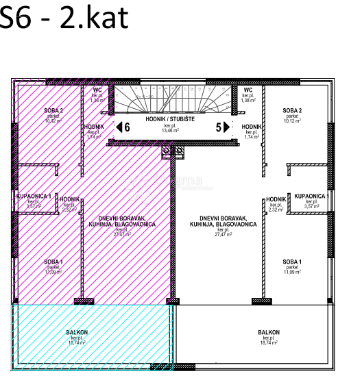 Stanovanje Povljana, 75,91m2
