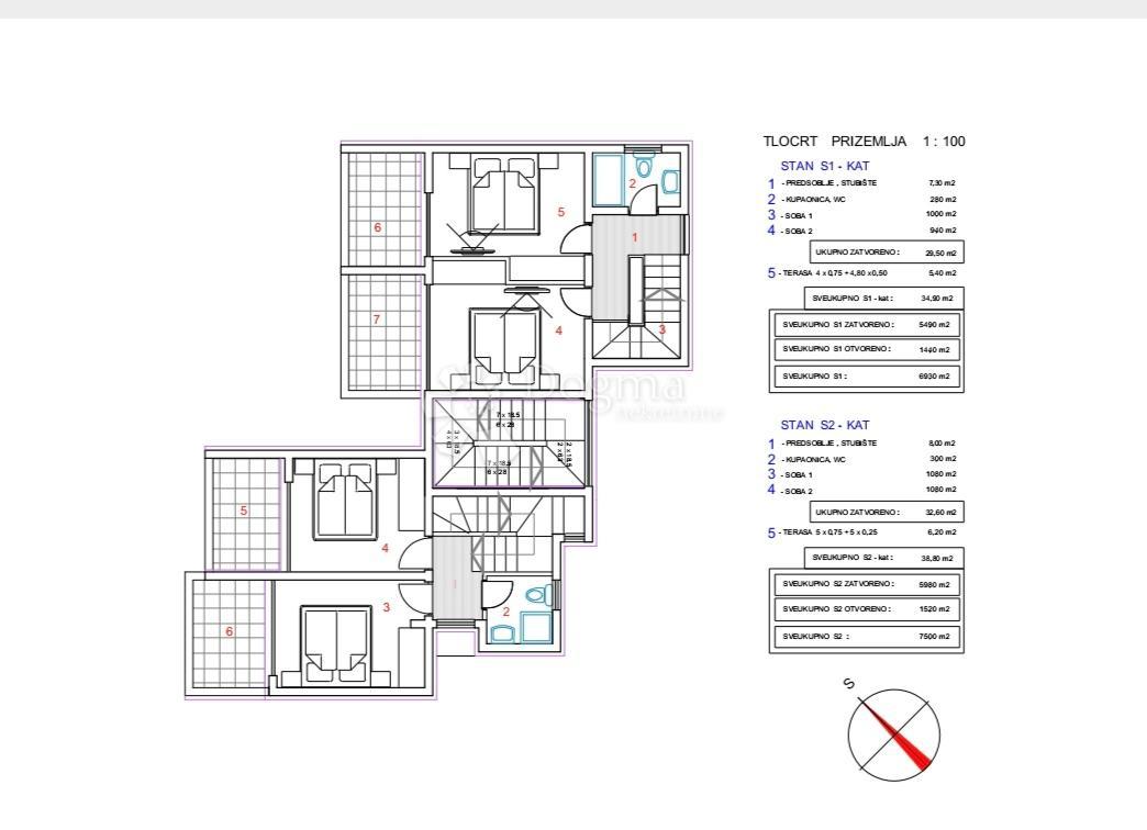 Stanovanje Novalja, 75m2