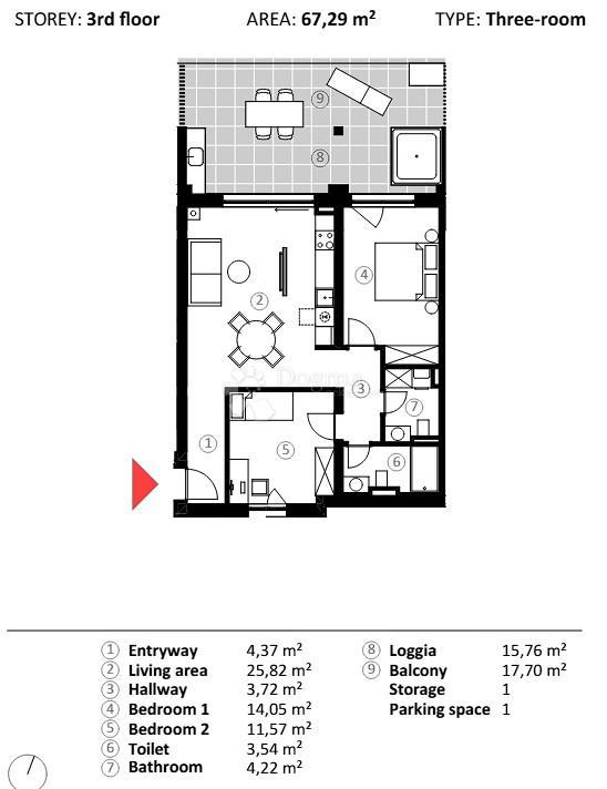 Stanovanje Umag, 66,90m2