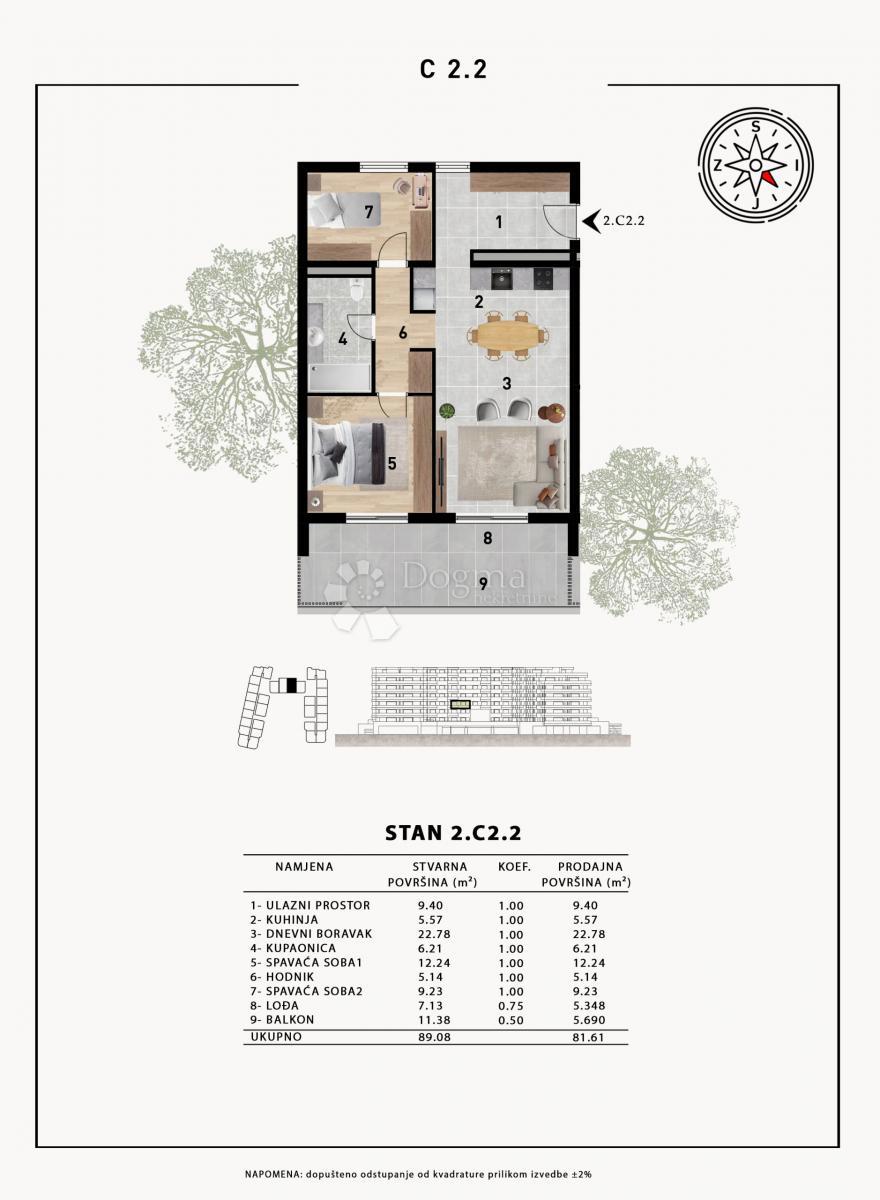 Stanovanje Crvene kuće, Zadar, 51,98m2