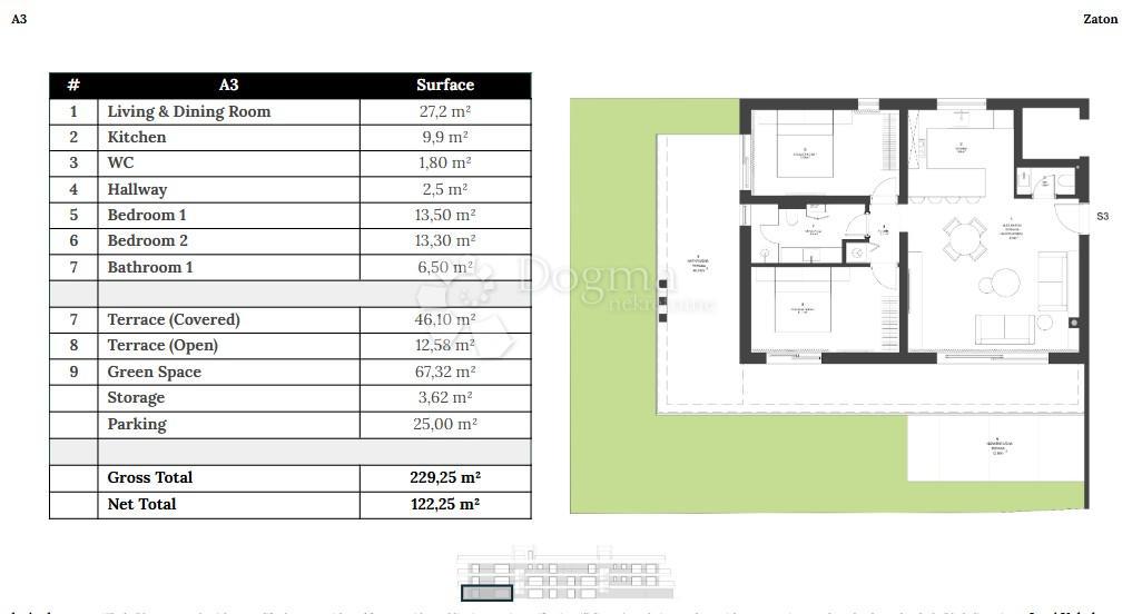 Stanovanje Zaton, Nin, 122,25m2
