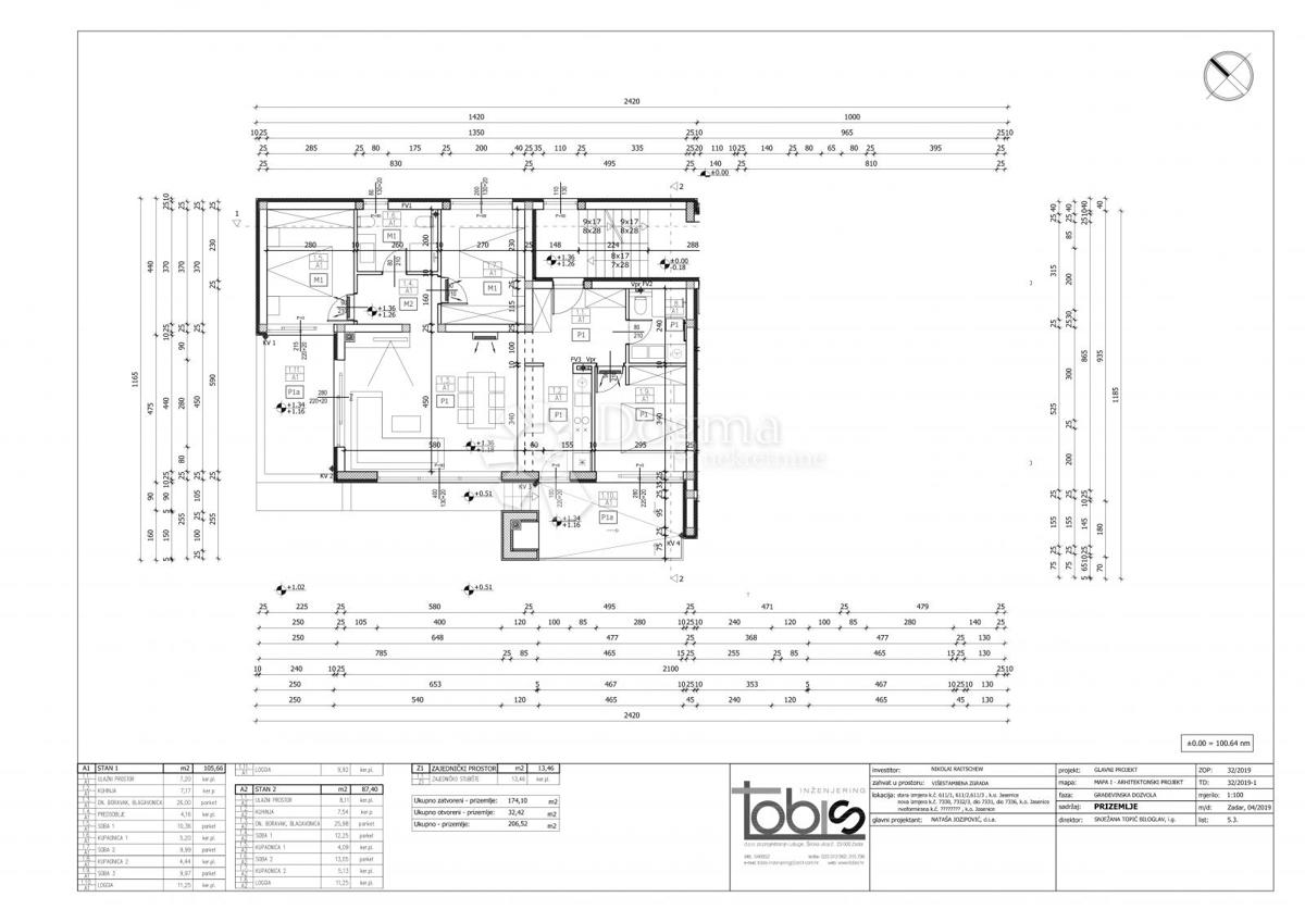 Stanovanje Maslenica, Jasenice, 107m2
