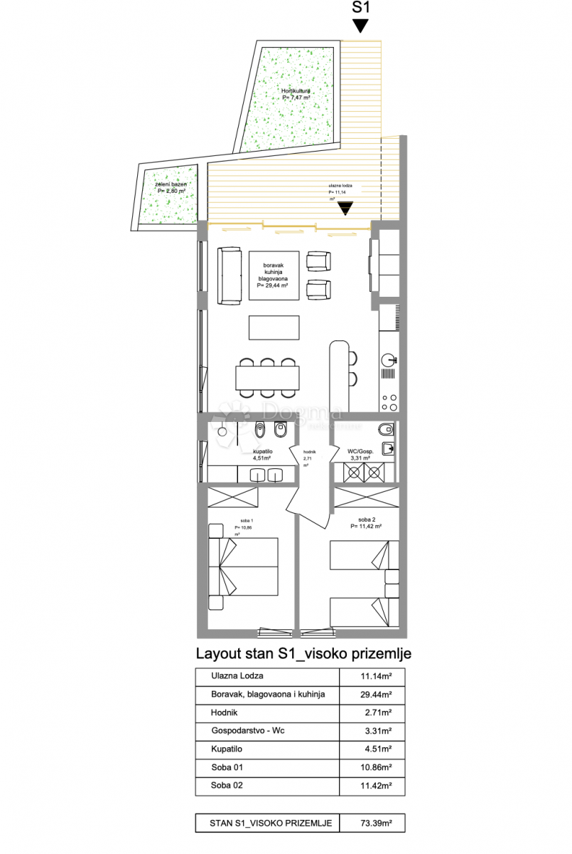 Stanovanje Brodarica, Šibenik - Okolica, 73,39m2