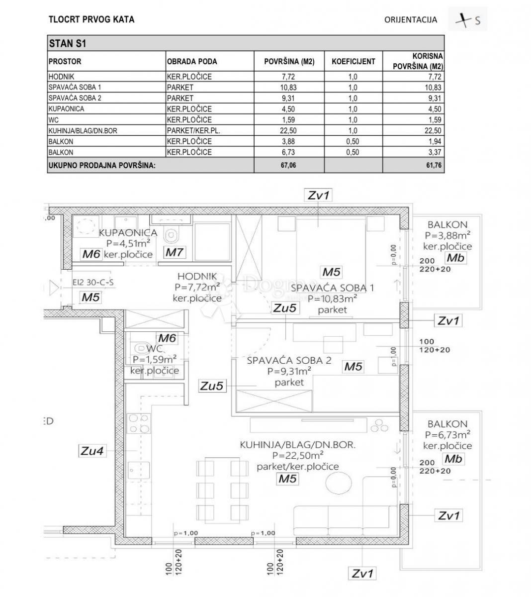 Stanovanje Mejaši, Split, 61,76m2