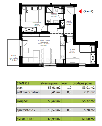 Stanovanje Novi Marof, 61,98m2