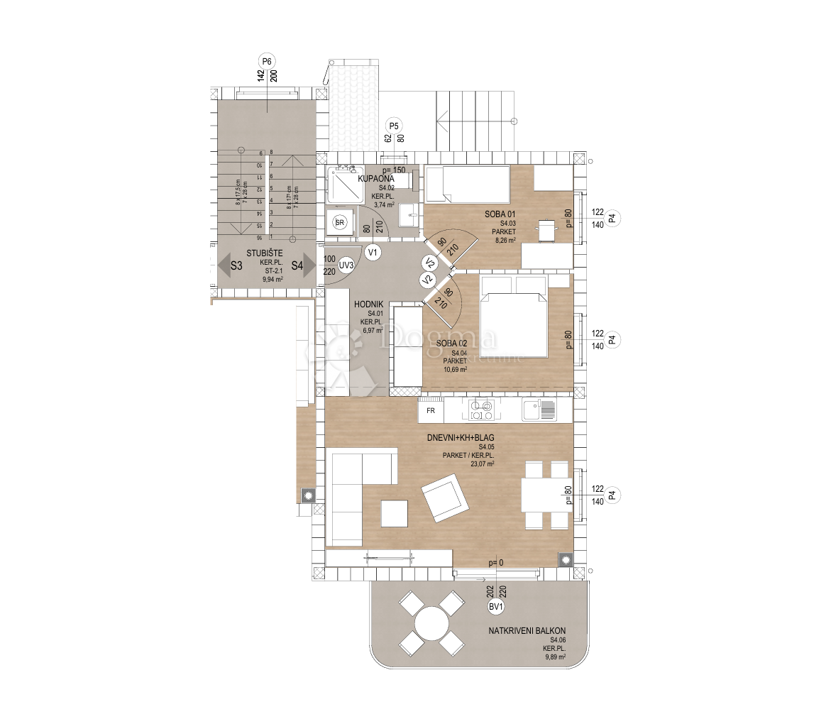 Stanovanje Kosi, Viškovo, 65,70m2