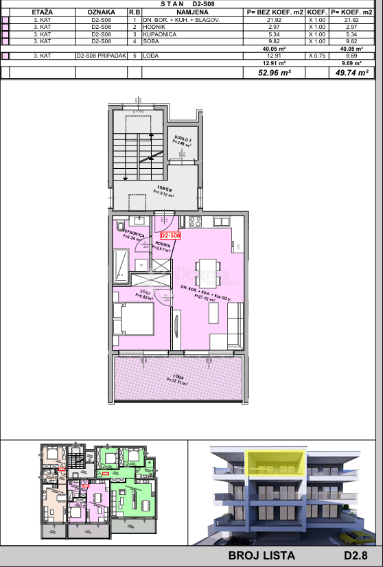Stanovanje Omiš, 49,74m2