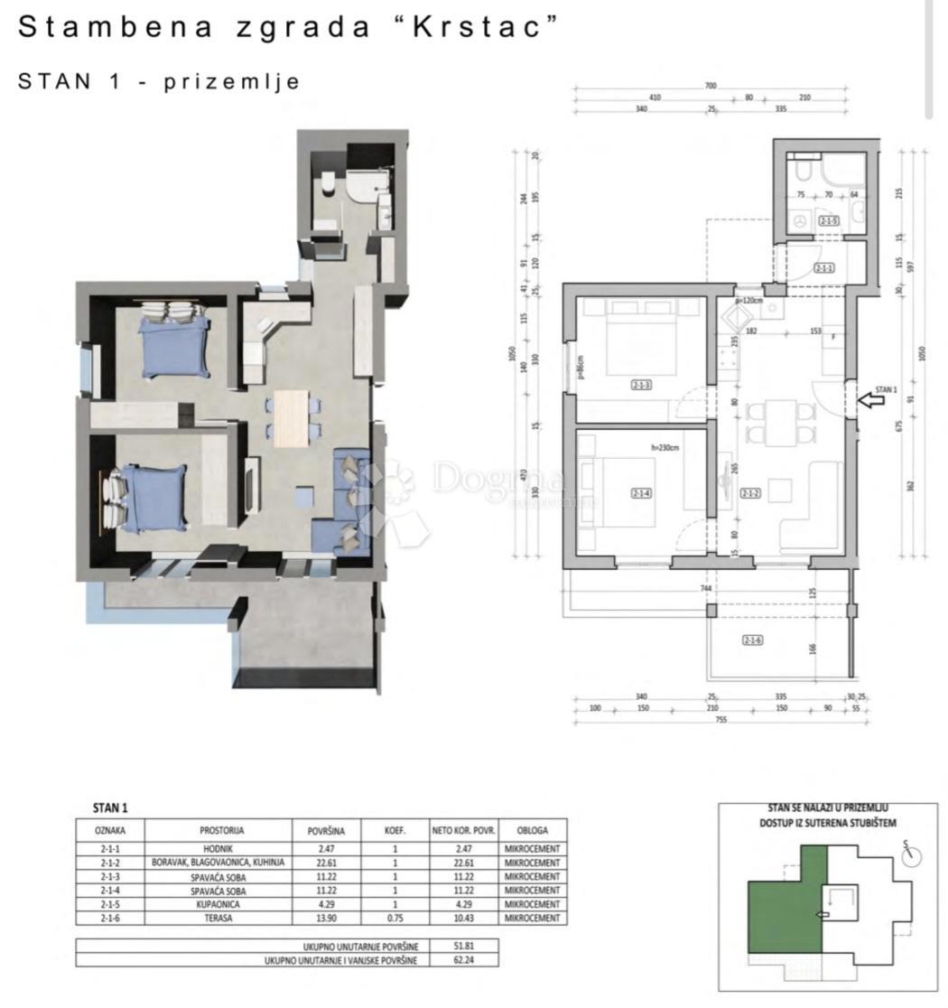 Stanovanje Zavrelje, Župa Dubrovačka, 62,24m2