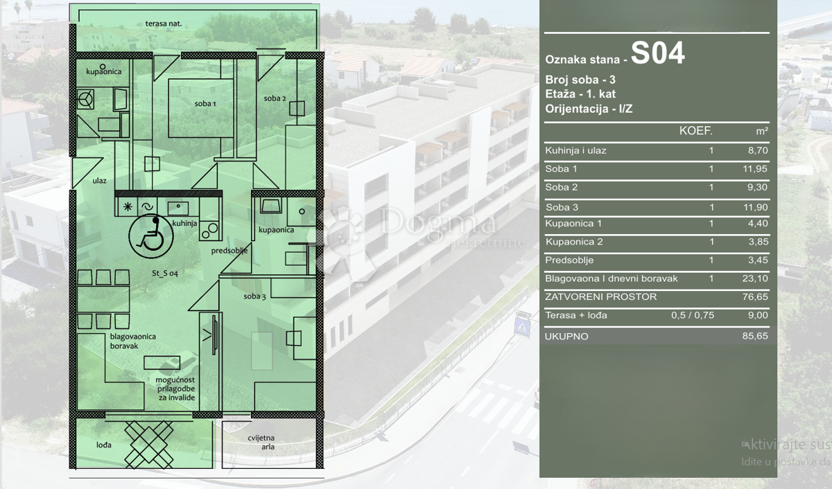 Stanovanje Travarica, Trogir, 85,65m2
