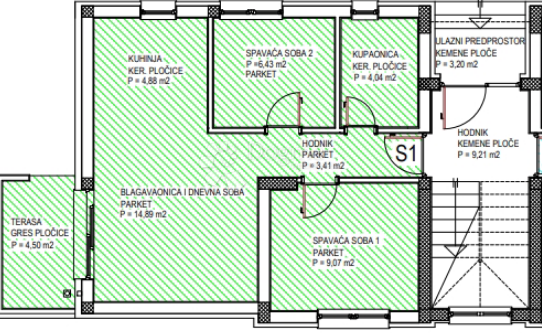 Stupnik S1 dvosobno stanovanje v pritličju z vrtom