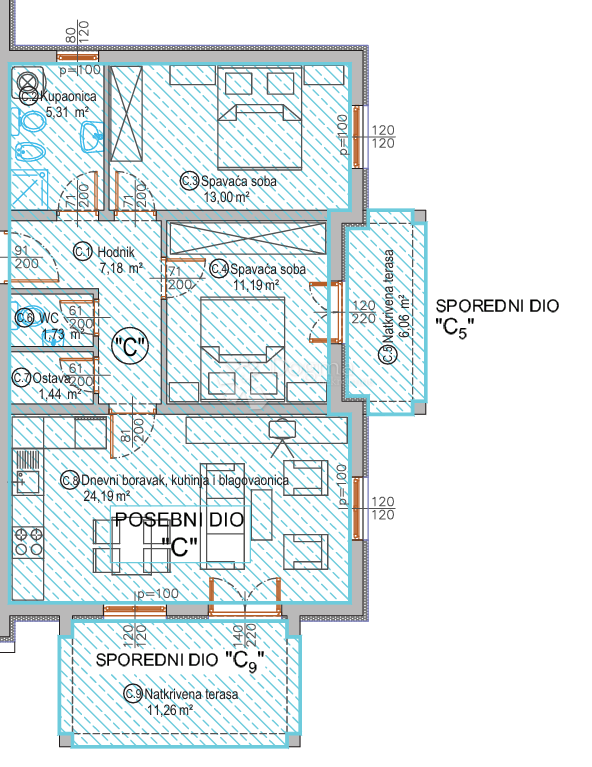 Stanovanje Poreč, 75m2