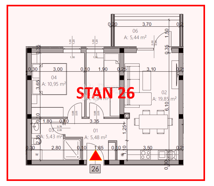 Stanovanje Monvidal, Pula, 54,96m2