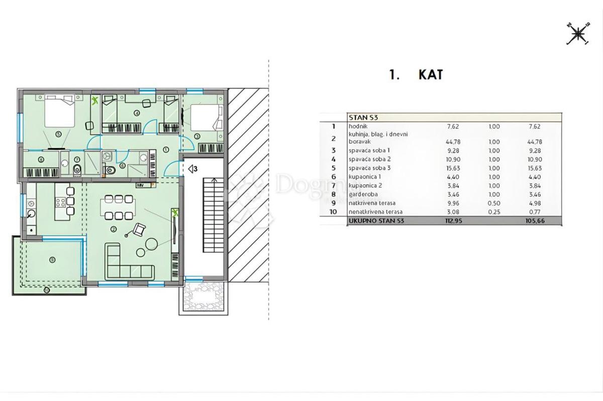 Stanovanje Bibinje, 112,95m2