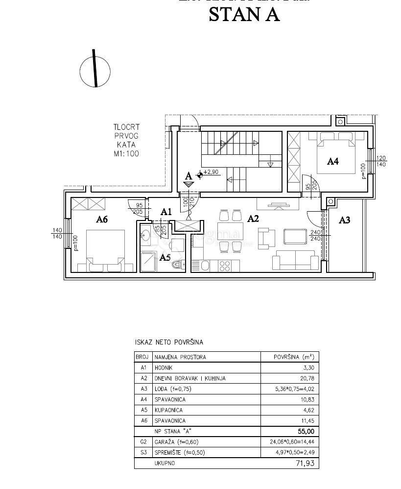 Stanovanje Šijana, Pula, 54,57m2