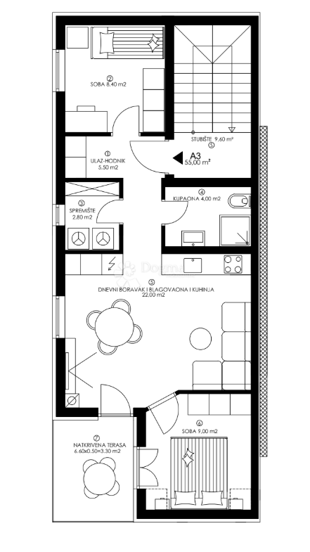 Stanovanje Valmade, Pula, 41,80m2