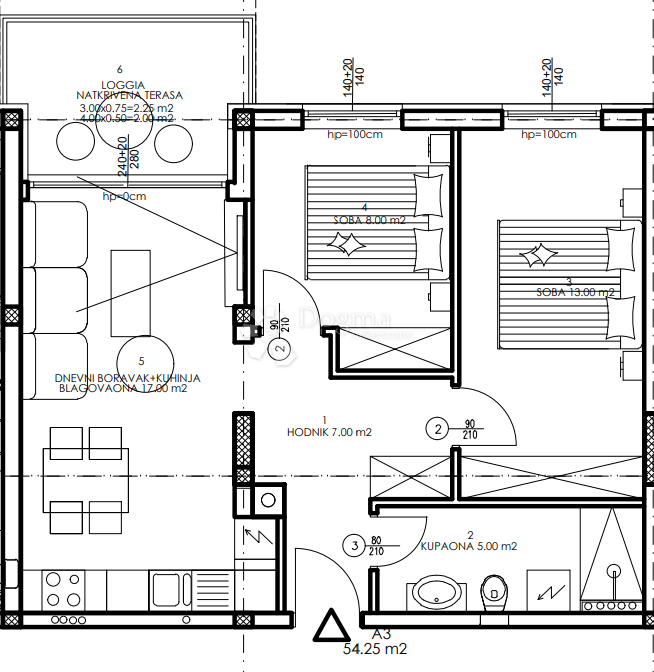 Stanovanje Veli vrh, Pula, 86,50m2