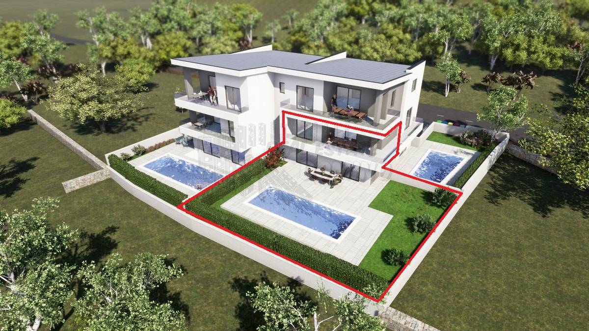 Dva apartmaja z bazenom in razgledom! Malinska