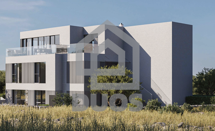 LUKSUZNA GRADNJA - NOVOGRADNJA - dvoetažni stan na prvem katu s prekrasnim širokim pogledom na morje