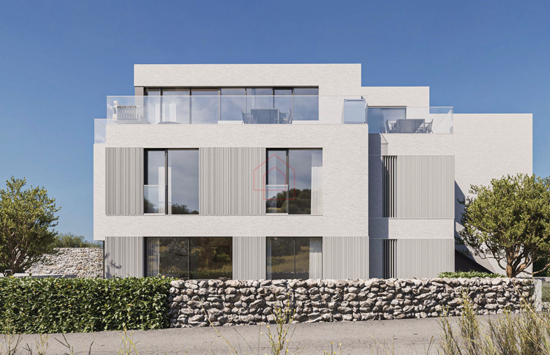 LUKSUZNA GRADNJA - NOVOGRADNJA - dvoetažni stan na prvem katu s prekrasnim širokim pogledom na morje