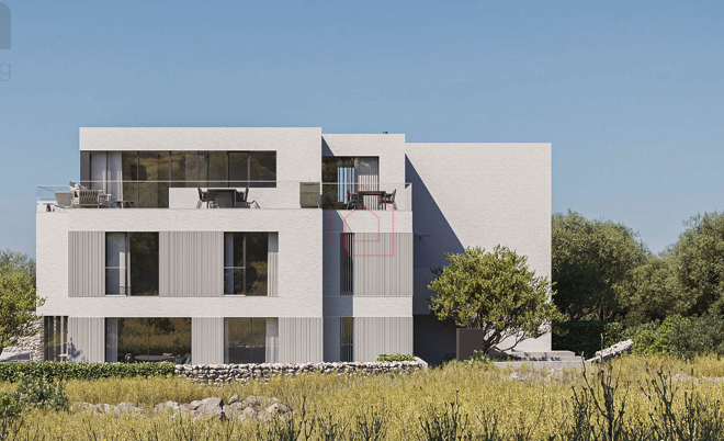 LUKSUZNA GRADNJA - NOVOGRADNJA - dvoetažni stan na prvem katu s prekrasnim širokim pogledom na morje