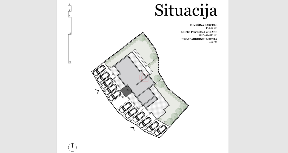 Stan v pritličju zgradbe z dvema spalnicama in dvema parkirnima mestoma