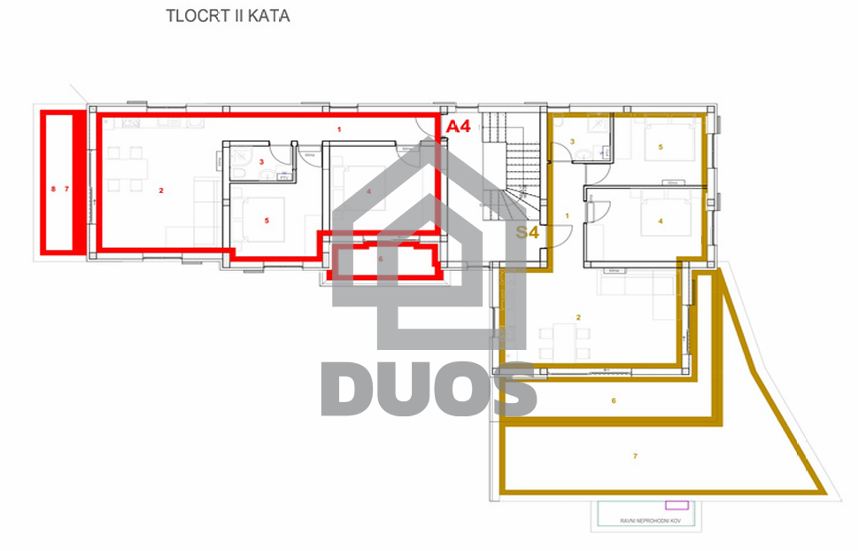Penthouse S4 v drugem nadstropju stavbe v Jezerih z dvema spalnima prostoroma