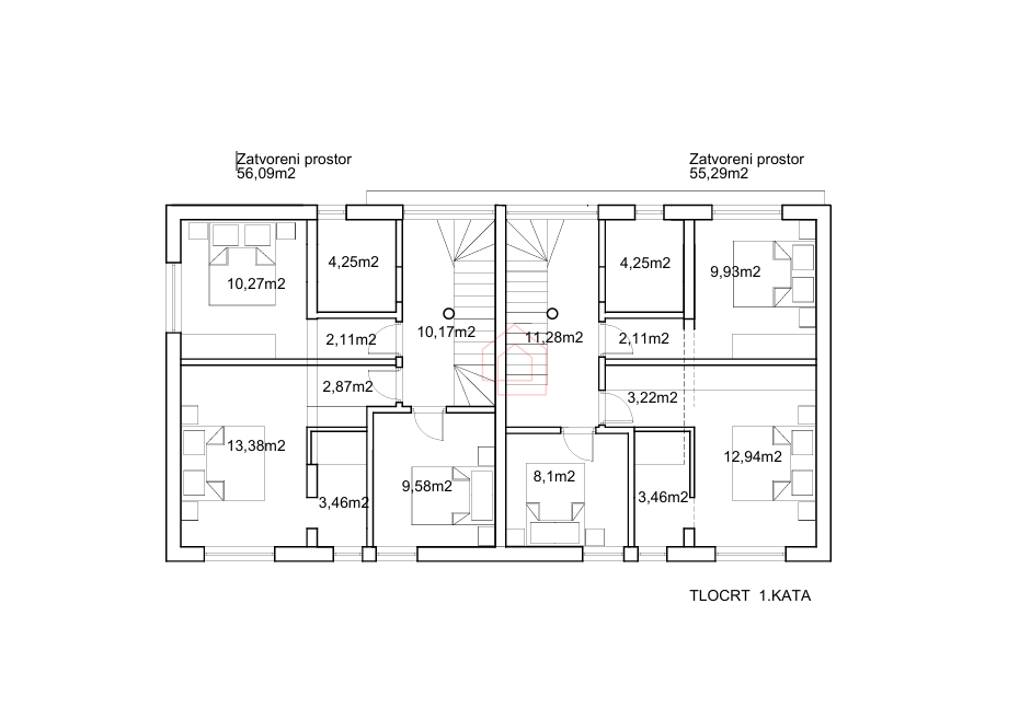 Dvoetažno stanovanje na dveh nadstropjih s strešno teraso in vrtom v Murteru (v gradnji)